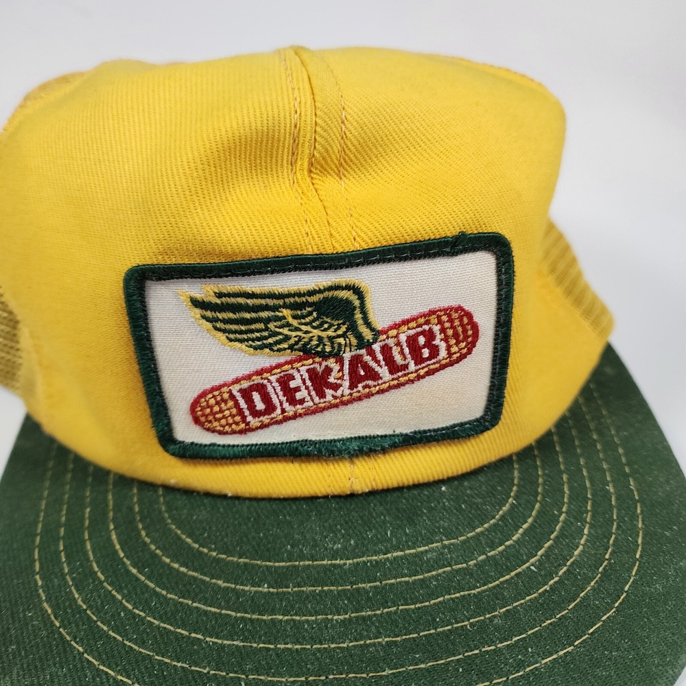 Vintage 80s DEKALB Seeds Mesh Back Trucker Hat Cap Farm Agriculture K Products - Picture 3 of 7